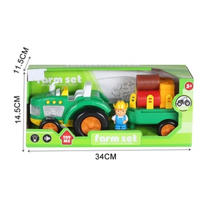 Tracteur agricole jouets avec lumière et musique roue libre tracteur coulissant voiture dessin animé ferme jeu ensemble avec accessoires 7 pièces - Product Image 6