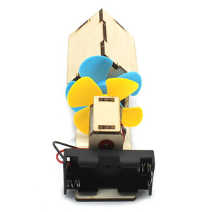 Kit de modèle de maison à énergie éolienne en bois, expérience scientifique éducative, jouet STEM pour enfants de 7 à 9 ans, alimenté par batterie, assemblage manuel - Product Image 1