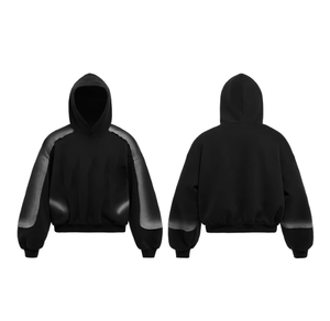 Felpa con Cappuccio Stile Americano da Uomo - Tinta Unita con Stampa Spray Effetto Air Layer e Bordi Sfrangiati - Product Image 1