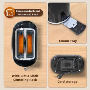 Grille-pain électrique à écran tactile 2 fentes en acier inoxydable avec fentes extra larges, contrôle numérique intelligent, couleur personnalisée, 6 types de pain - Product Image 6