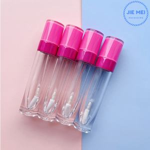 JIE MEI Stock RTS Vente chaude 8ML Blanc Noir <span class=keywords><strong>Fushia</strong></span> Nude Rouge Flacon vide pour brillant à lèvres rond Tube de brillant à lèvres en plastique rond avec anneau - Product Image 4