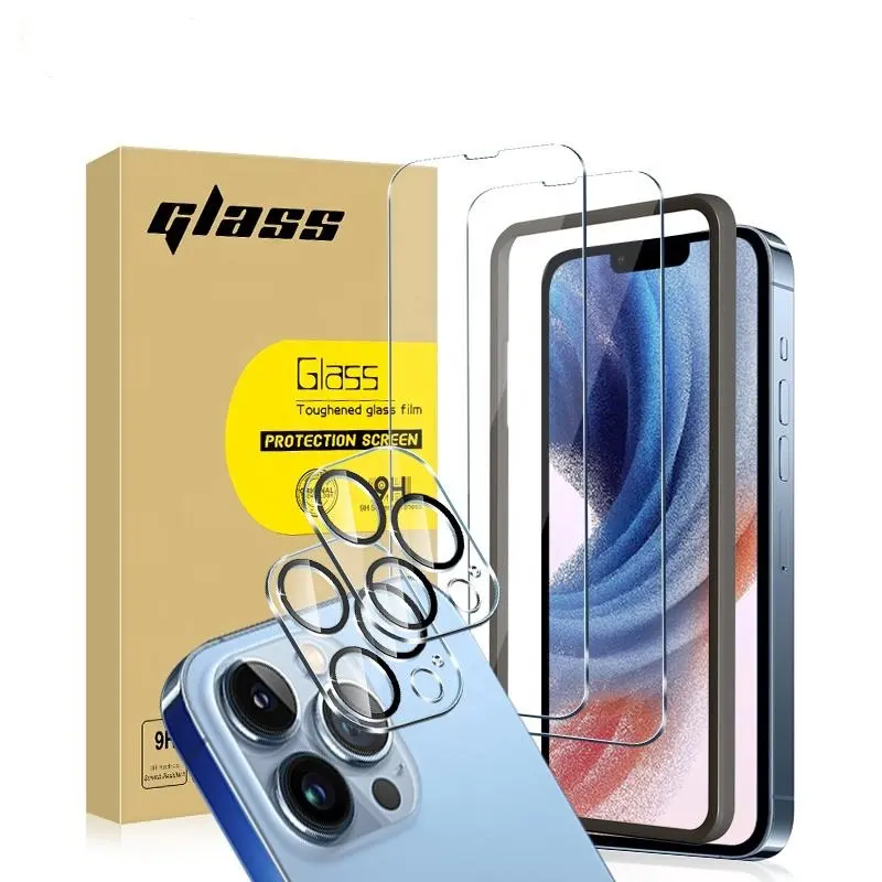 Screenprotector Met Eenvoudige Installatie Kit Voor Iphone 15 14 Pro Max 9H Gehard Glas Screen Protector Applicator Installatiekit