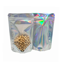 Sachet Doypack Holographique Arc-en-ciel Métallique Non Imprimé avec Fermeture Zip Refermable et Encoche de Déchirement pour Bonbons, Cosmétiques et Articles de Fête - Vente en Gros