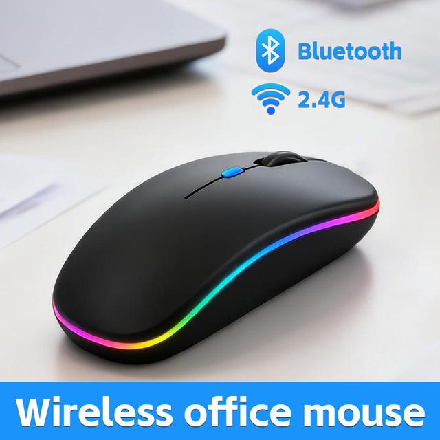Modern Mini LED Backlit 4-Button 2.4G Dual Mode Wireless for 5.2 Rechargeable mice Optical Tracking Laptop Bluetooth Mouse