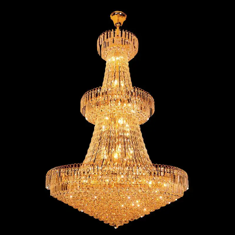 Kunden spezifischer Luxus großer goldener Kristall leuchter Empire Kronleuchter für Treppenhaus dekoration der Hotellobby