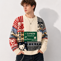 Pull en tricot pour homme, col rond, manches longues, imprimé Noël, tricot de Noël personnalisé