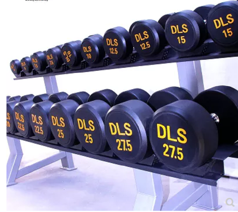 Free Weight Black Fixed Rubber round Dumbbell Weight Lifting Gym Dumbbell