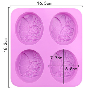 BPA Free 4 fori farfalla ovale torta in Silicone stampo in Silicone per sapone stampo per candela - Product Image 4