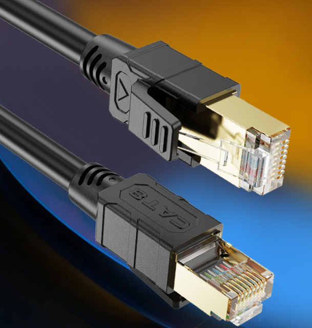 2025 Cat8 Gold Plated RJ45 28AWG Patch Cord Pure Copper 1m PVC SSTP SFTP Ethernet Cable 1 Meter 40Gbps 2000Mhz