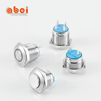 Interrupteurs à bouton poussoir métalliques étanches IP65 à tête haute de 12 mm, 16 mm, 19 mm, à réinitialisation momentanée, avec anneau LED éclairé