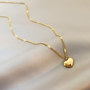 Gold Plated Heart Pendant Stainless Steel Chain Necklace For Women Gift Jewelry - Product Image 2