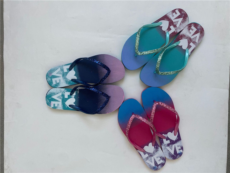 Korean Style All Match Female Big Size Slippers Custom Printed PE PVC Filp Flops Women