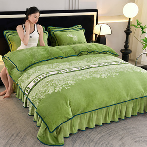 طقم مفارش أسِرة شتوية من أربع قطع صوف للحليب سميك دافئ صوفي مرجاني غطاء لحاف هدية طقم من أربع قطع - Product Image 2