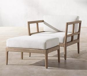 Servicio de una parada Muebles de exterior Sofá de jardín Silla de ocio de madera de teca maciza con cojín cómodo - Product Image 1