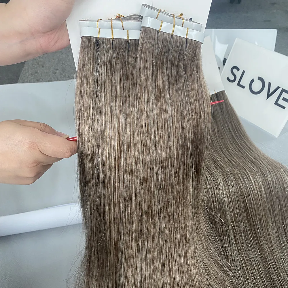 Natural Skin Weft Double Drawn Invisible Human Tape Hair Extension European Remy Hair Hand Tied Tape in Hair