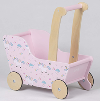 Poussette en bois antique personnalisée rose pour bébé avec poignée Poussettes en bois OEM