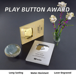 Trofei Personalizzati a Forma di Pulsante di Riproduzione in Lega di Alluminio Argento e Oro, Ecologici, Stile Sportivo, Bomboniere per Matrimoni, Regali per Feste Nuziali, Sabbiati - Product Image 4