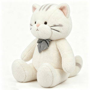 Customized White <b>cat</b> <b>plush</b> toy, Sitting white kitten stuffed animal, Soft white tabby <b>cat</b> <b>plush</b>, Cute chubby <b>cat</b> stuffed toy - Product Image 4
