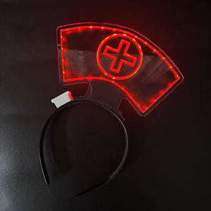 Bando topi Suster LED lucu bando bercahaya berkedip bando karnaval Cosplay Halloween aksesoris kepala pesta dekorasi alat peraga foto - Product Image 1
