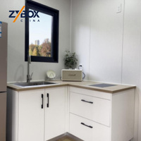 ZYBOX Conteneur extensible en forme de L de 30 pieds et 40 pieds, maison extensible, cabane modulaire préfabriquée en grain de teck, retraite de glamping en plein air