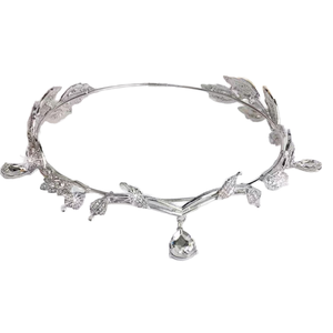 Super Fee Prinses Bruiloft <span class=keywords><strong>Prom</strong></span> Hoofdtooi Strass Parel Kwastje Voorhoofd Elf Bladeren Drop Hoofdband Bruid Kroon - Product Image 1