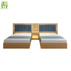 رخيصة فندق 5 نجوم فاخر حديث مريح تصاميم خشبية ملك كوين سرير مزدوج حجم واحد سرير فندق ناعم
