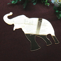 Invitations acryliques de miroir d'or de forme d'éléphant spéciale de fantaisie cartes de remerciement avec le texte de feuille d'or pour l'événement de mariage