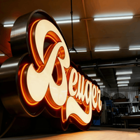 Lettres de logo en acrylique 3D miniatures, rétroéclairées et éclairées par l'avant, enseigne lumineuse pour la publicité murale