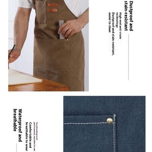 Custom Waterproof Oil-proof 100% Cotton Canvas Cooking <b>Kitchen</b> <b>Aprons</b> for Men - Product Image 4