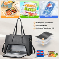 Sac fourre-tout matelassé pour ordinateur portable avec compartiment isotherme pour le déjeuner, personnalisable avec logo, idéal pour le travail et les pique-niques.