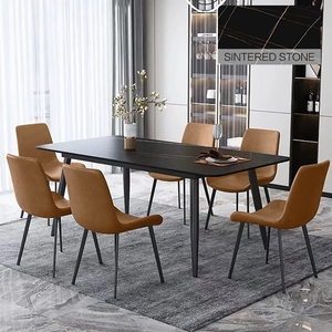 Muebles de comedor de mejor estilo Mesa de comedor de piedra sinisted con patas de metal Muebles de sala Mesa de Centro y sillas - Product Image 2