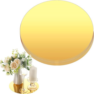 <b>Acrylic</b> Round Vintage Professional Wedding <b>Mirror</b> Wall Sticker Party Table Candles Gold and Silver Display Tray for Props - Product Image 6