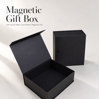 Boîte cadeau magnétique noire personnalisée avec logo en relief et en creux, finition douce au toucher, OEM