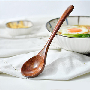 Japanese-style wooden <b>spoons</b> with long handles, suitable for home use, such as for soup or ramen. High-quality and - Product Image 3
