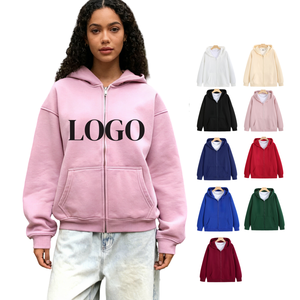 TKAN473 OEM Sweat à capuche zippé pour femme personnalisé, hiver, haute qualité, 100% coton éponge, imprimé, broderie, sweat à capuche zippé vierge pour femme - Product Image 1