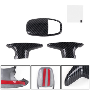 Autocollant de garniture de pommeau de levier de vitesse en fibre de carbone pour Dodge Challenger Durango 2015-2023, style racing, matériau ABS - Product Image 4