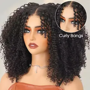 ISEE Perruques sans colle Pré-style Finger Coily Jolies boucles épaisses Wear Go Perruque sans colle 9X6 HD Lace Front Kinky Curly Perruque pré-plumée