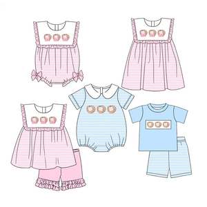 Conjunto de Ropa de Bebé de Boutique para Verano, en <span class=keywords><strong>Azul</strong></span> <span class=keywords><strong>Claro</strong></span> con Rayas y Bordado de Pato Mallard, Trajes a Juego para Hermanos (Pre-Orden) - Product Image 2
