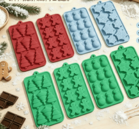 Moule à gâteau en silicone en forme de sapin de Noël transfrontalier, pour chocolat, gelée et pudding, idéal pour la création de bonhommes de neige, hommes en pain d'épices et Père Noël.