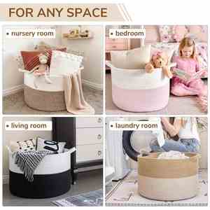 Cesto de Ropa para Bebé al por Mayor, Cesta de Algodón con Cuerda para Mantas, para Sala de Estar, Lavandería, Guardería, Almohadas, Juguetes de Bebé - Product Image 6