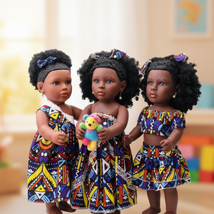 Nueva muñeca de moda de PVC suave de 18 pulgadas, niña africana con ropa negra, juguete infantil de material plástico duradero. - Product Image 1