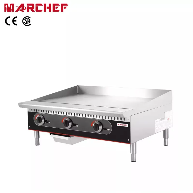 Fabrik amerikanische Gas grill mit Beinen Edelstahl kommerziellen Restaurant Gasherd 3 Brenner 36 "Steak flache Grill