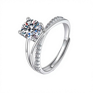Nouveautés Bijoux fins en argent sterling 925 plaqué rhodium, bagues de fiançailles en moissanite taille brillant avec sertissage griffe pour femme - Product Image 3