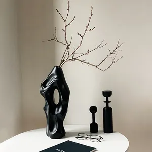 Высококачественная черная декоративная ваза, минималистичный декор, керамическая ваза для подарков в стиле scandivibes для украшения дома