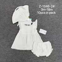 Conjunto de Tres Piezas para Bebé Recién Nacido de Verano: Vestido con Cuello de Muñeca + Pantalones Cortos + Gorro, Conjunto de Color Sólido para Niña
