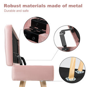 Banco de Almacenamiento Moderno de Terciopelo, Acolchado, con Espuma de Alta Elasticidad, Bisagras Metálicas, Patas de Madera, Ecológico, Ahorra Espacio, para Dormitorio o Entrada - Product Image 4