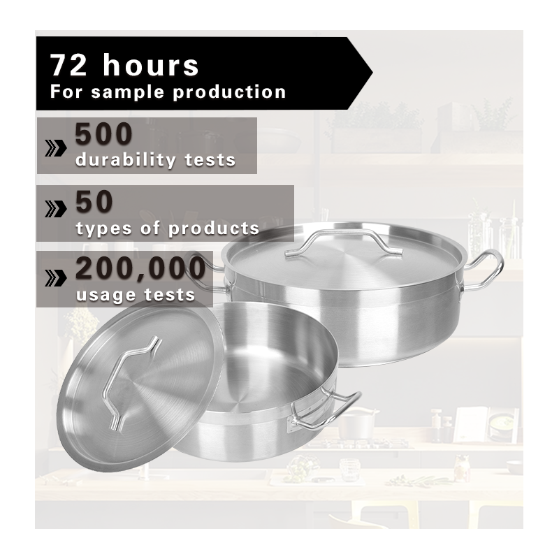 Modern Style Stainless Steel Commercial Kitchenware Soup Pot Shallow Design with Composite Bottom Stock Pot