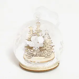 雪の風景とLed装飾手吹きガラス雪玉100卸売透明ガラスクリスマスボール装飾品