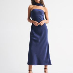 Vestido Maxi sin Tirantes con Estampado Floral y Encaje Bordado, Casual, Veraniego, Ecológico y Transpirable - Product Image 1