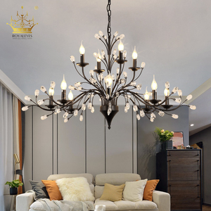 Precio barato sombra de lujo negro grande sala de estar de lujo de cristal vela colgante de techo de luz de la lámpara de araña - Product Image 1